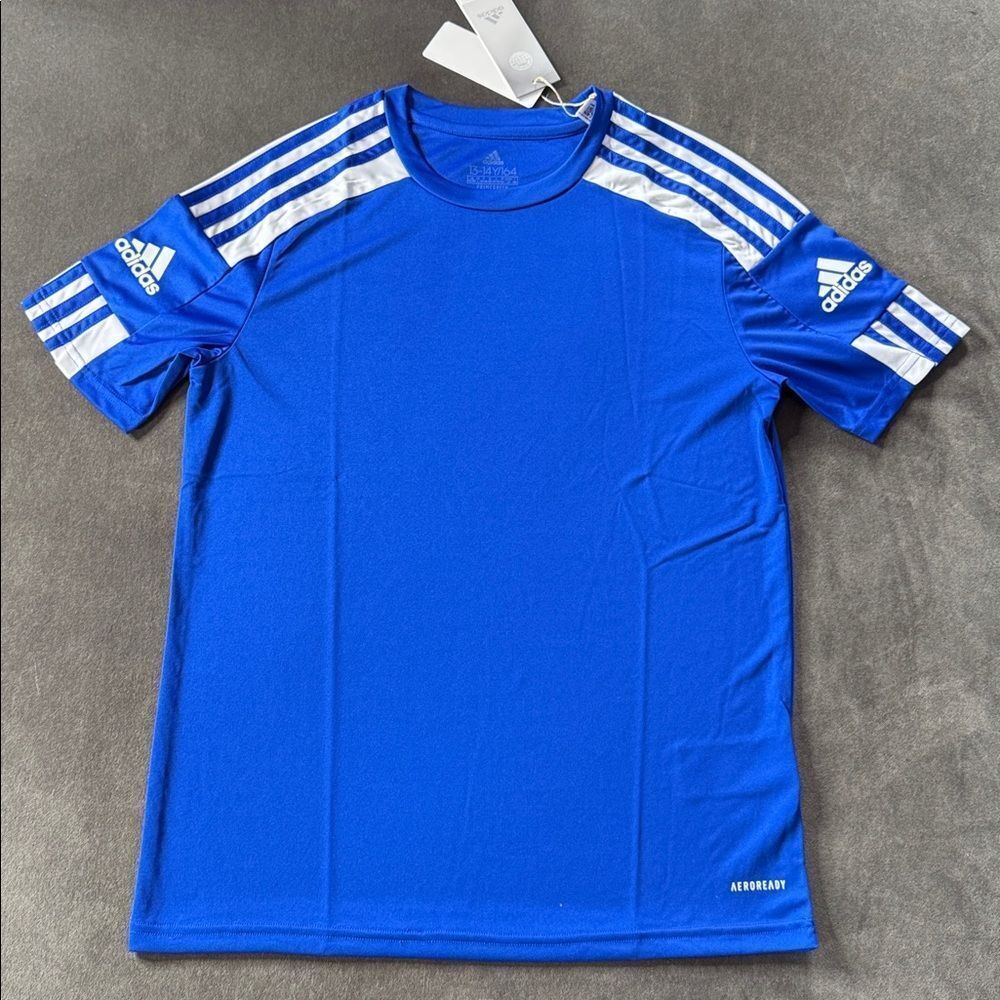 Adidas Youth Blue Short Sleeve T-Shirt Squadra 21 Jersey Size L (13-14) NWT